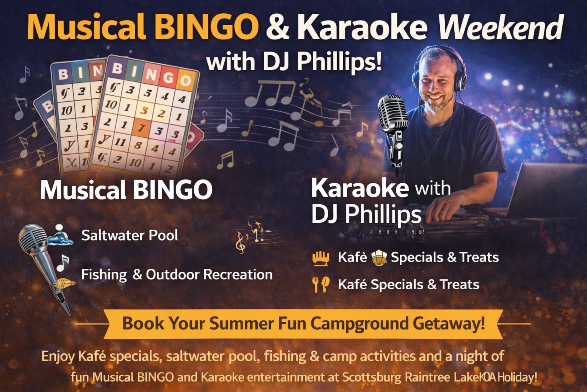 Musical BINGO & Karaoke Night – Scottsburg Raintree Lake KOA Photo