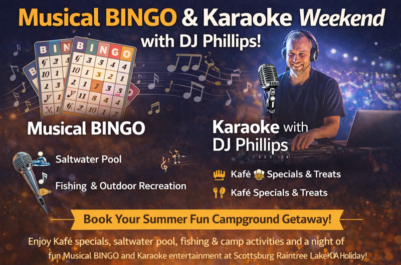 Musical BINGO & Karaoke Night – Scottsburg Raintree Lake KOA Photo
