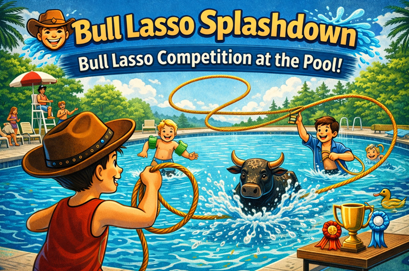 Bull Lasso Competition at the Pool Photo