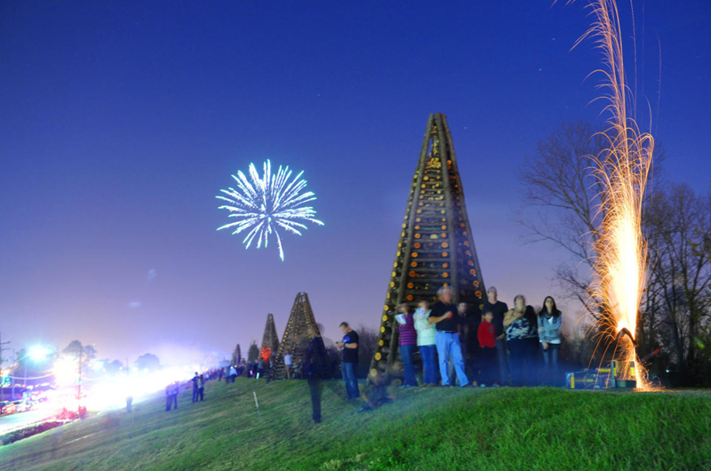 Christmas Eve Bonfires on the Levee Photo