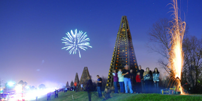 Christmas Eve Bonfires on the Levee