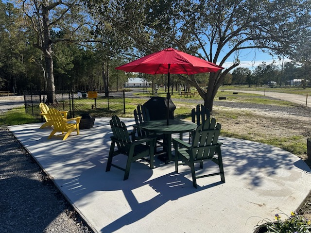 Patio site for RVs, family-friendly camping