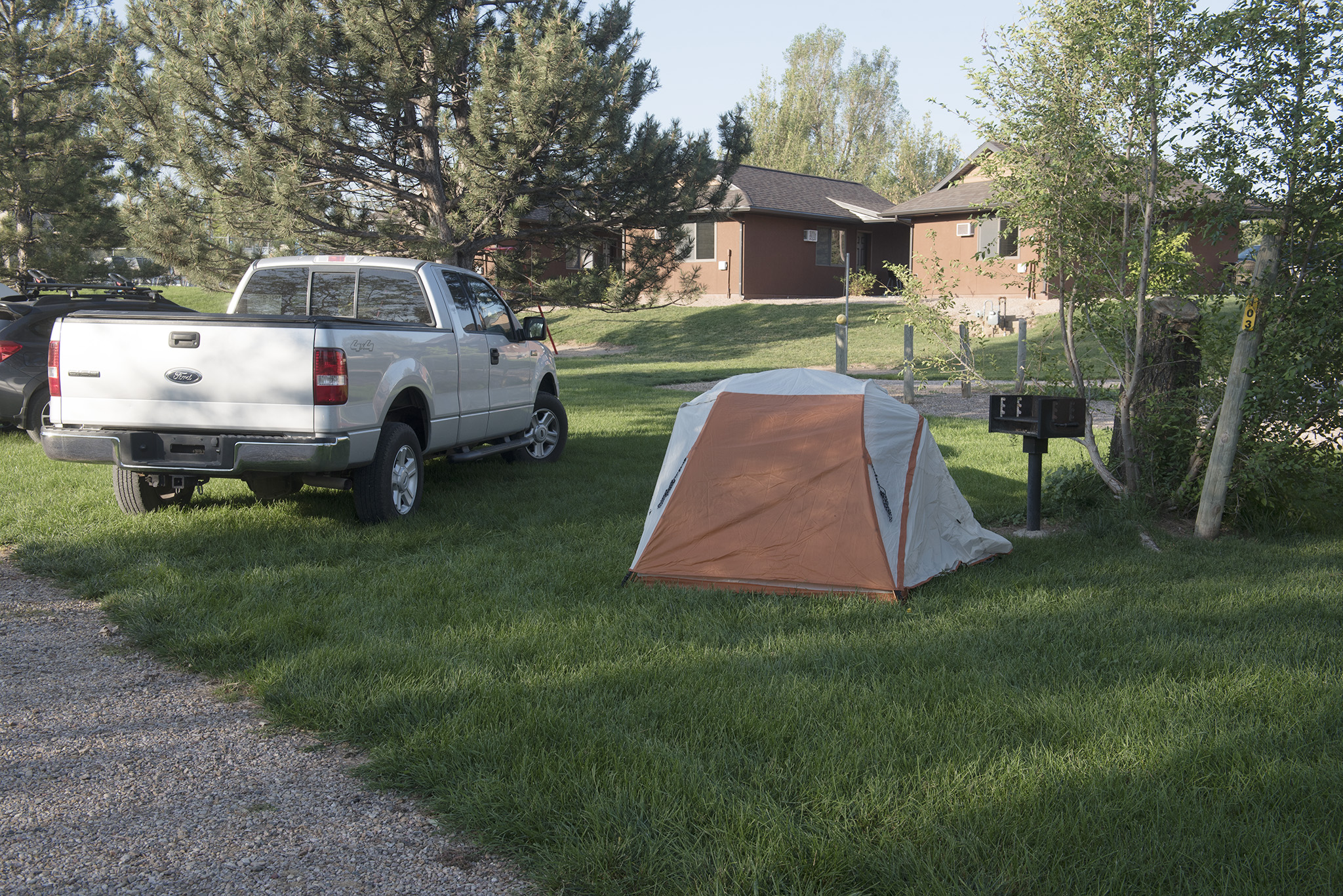 Keep your vehicle close with parking at your site.  Basic tent site.