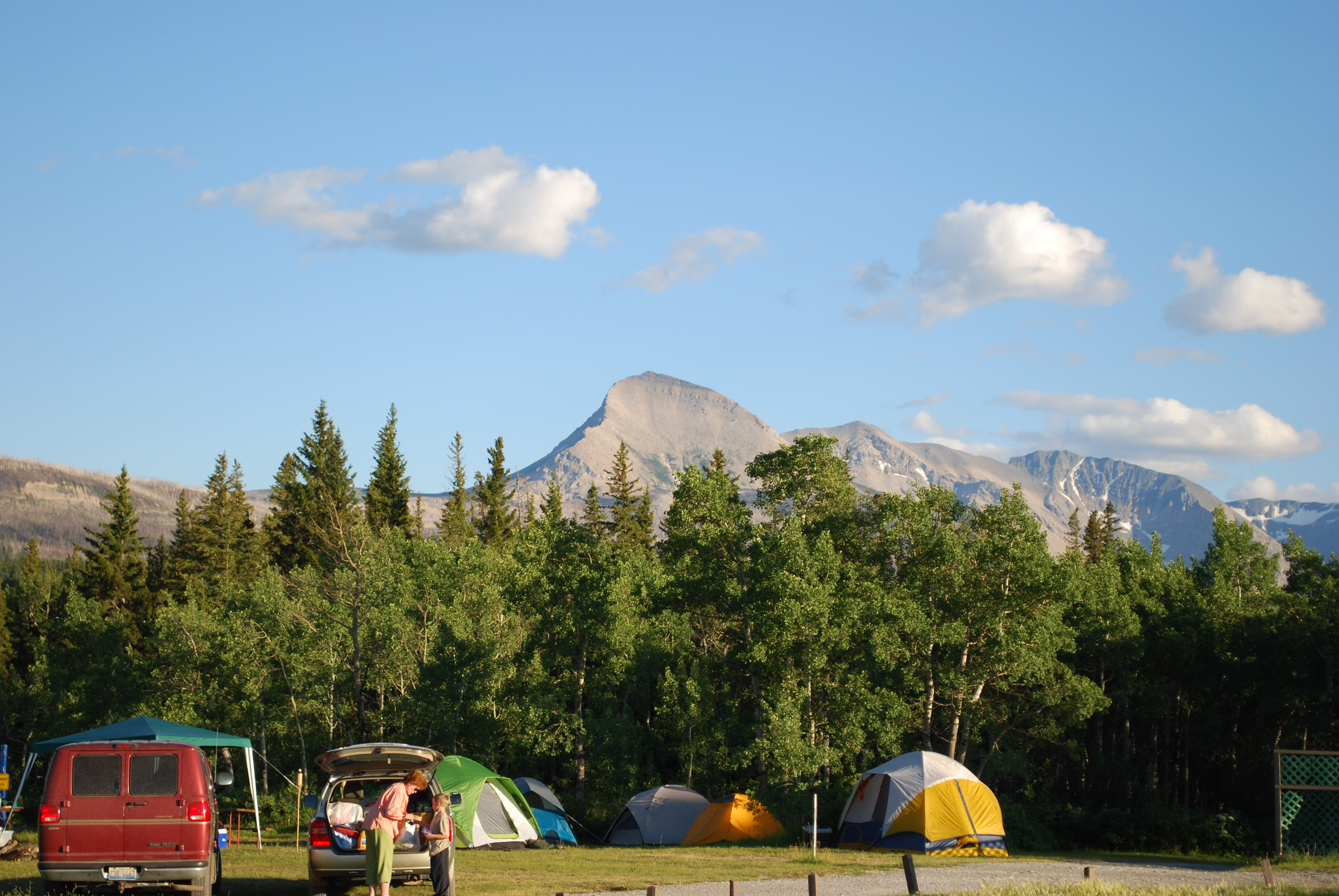 Tent camping near the pool.