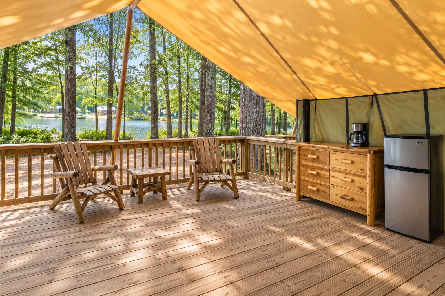 waterfront safari tent