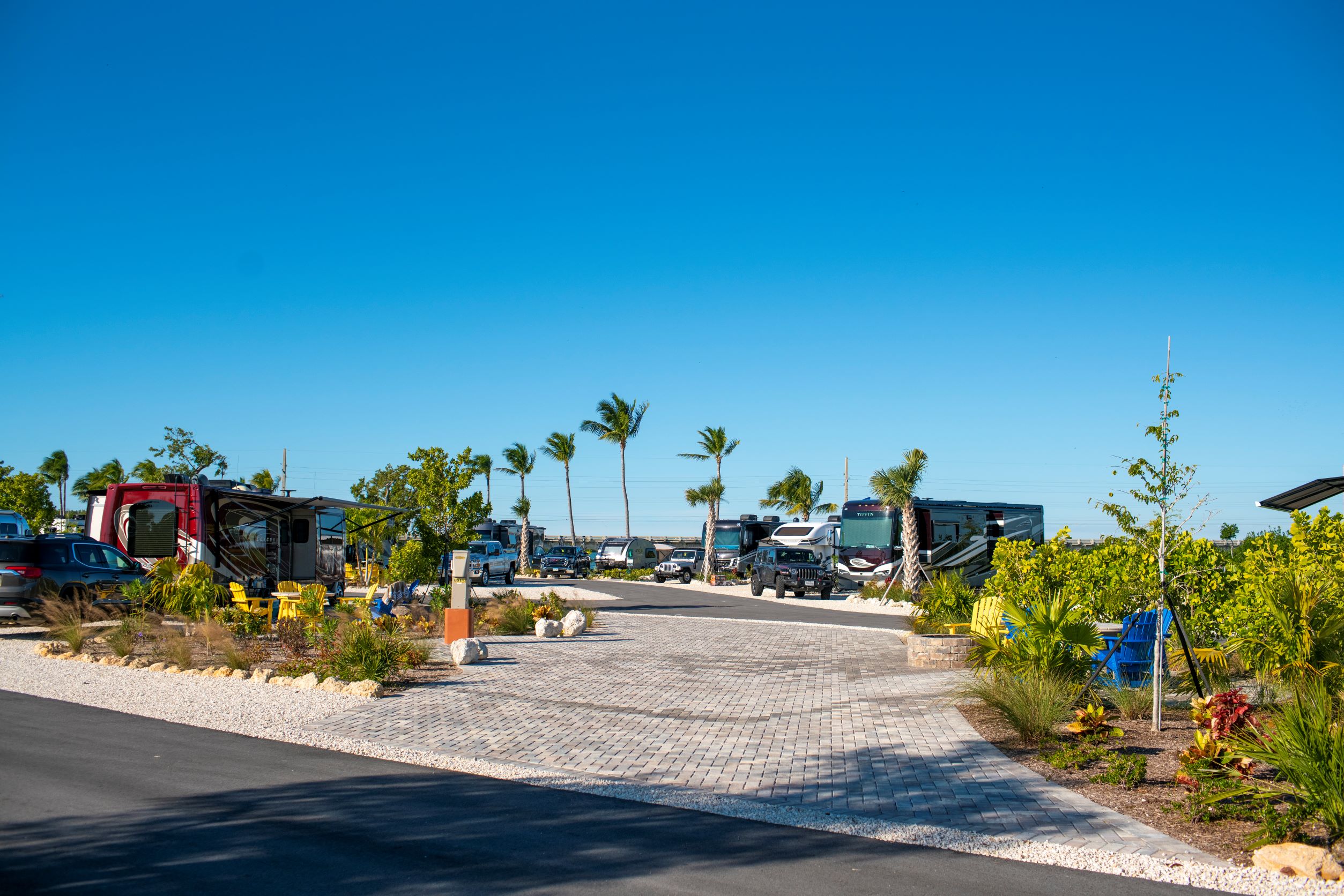 Pull Thru with KOA Patio.  Accessible site, Fully hardscaped with extra room.