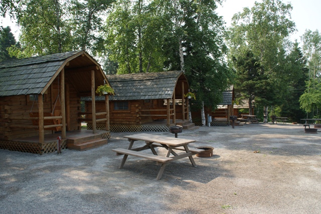 One Room Camping Cabin overlooking playground