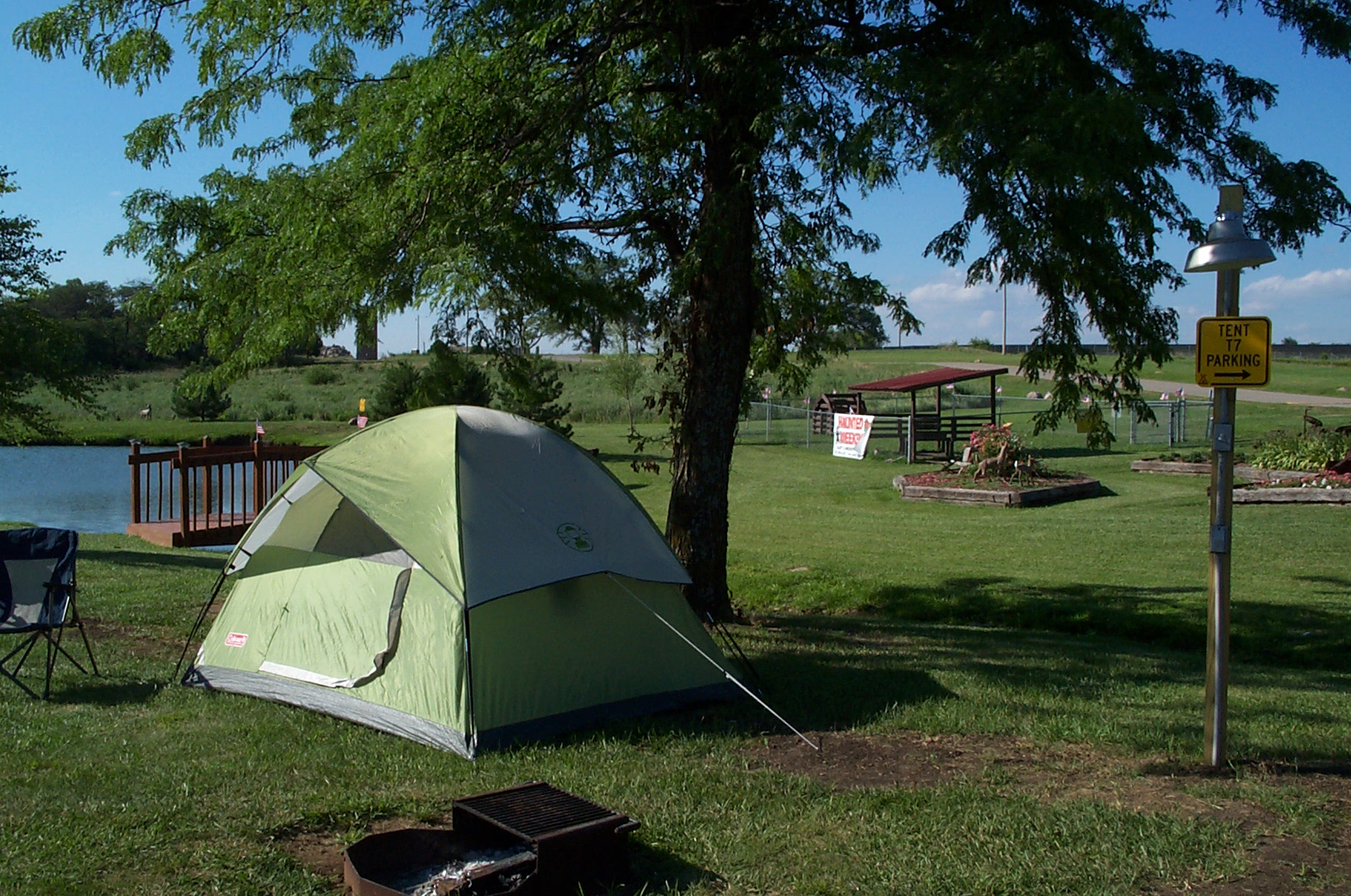 tent site with electric next to pond