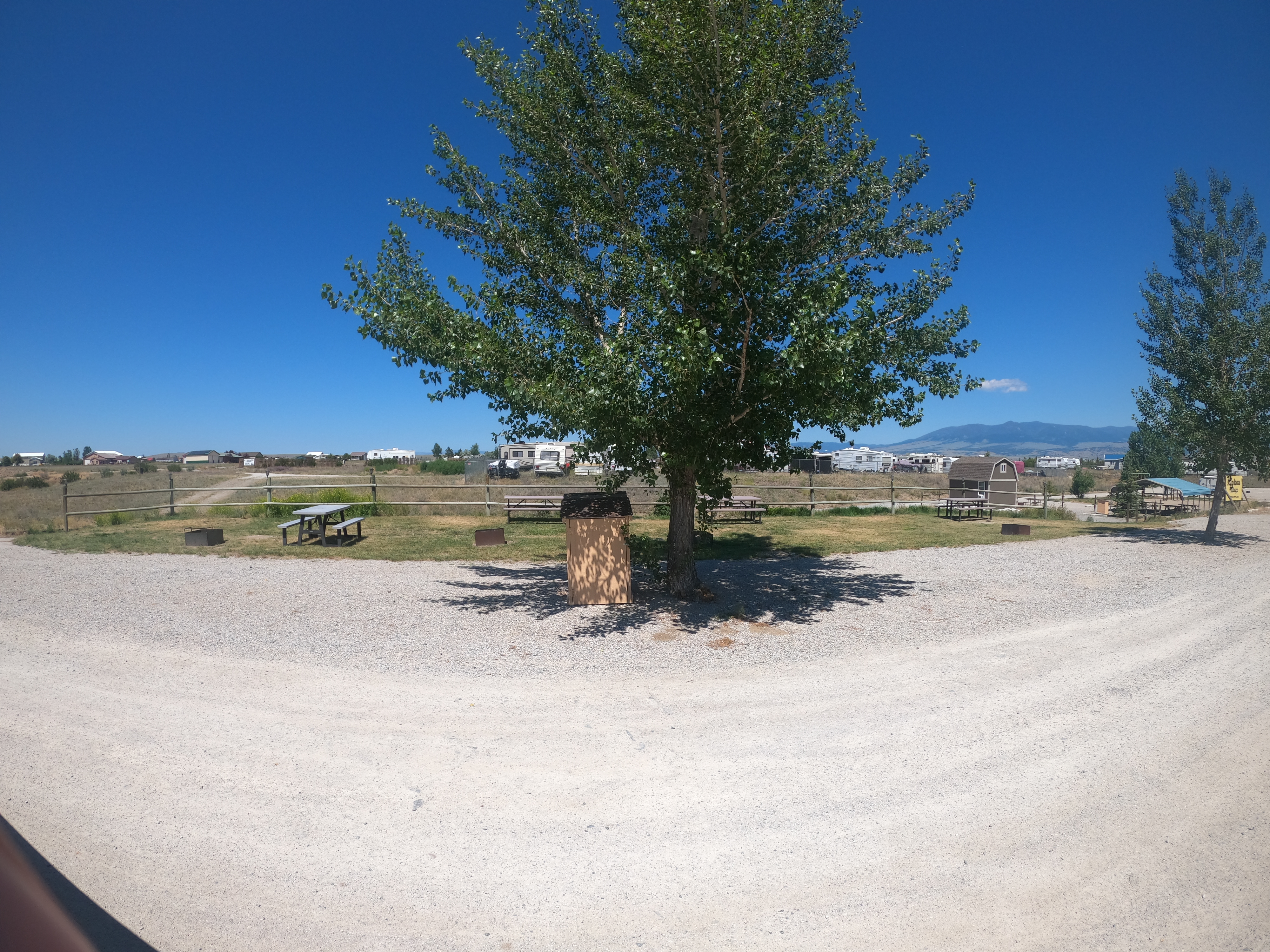 Tent sites have lush green grass and a wonderful view of Mt Baldy! Fire rings and picnic tables can be moved around to suit your tent.