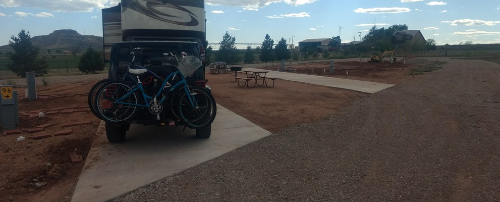 Our Newest Sites, Concrete Pads, Full Hook-ups all new, Satellite Friendly, or Cable TV, Located in back of the park with best views of the Tucumcari MT, (landscaping for follow soon)