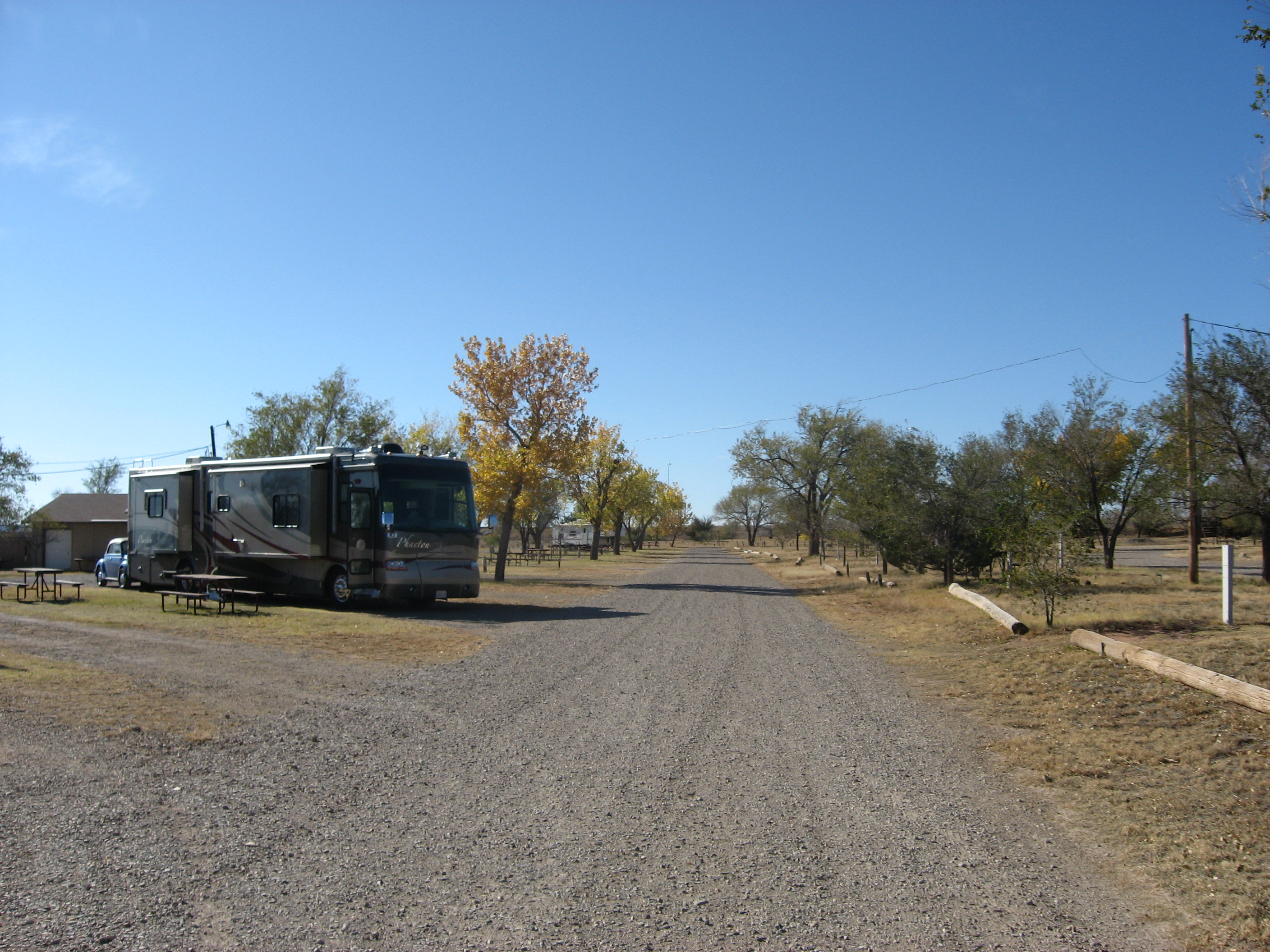 Easy in and out Big Rig full hookup pull thru sites, Satellite friendly with limited trees