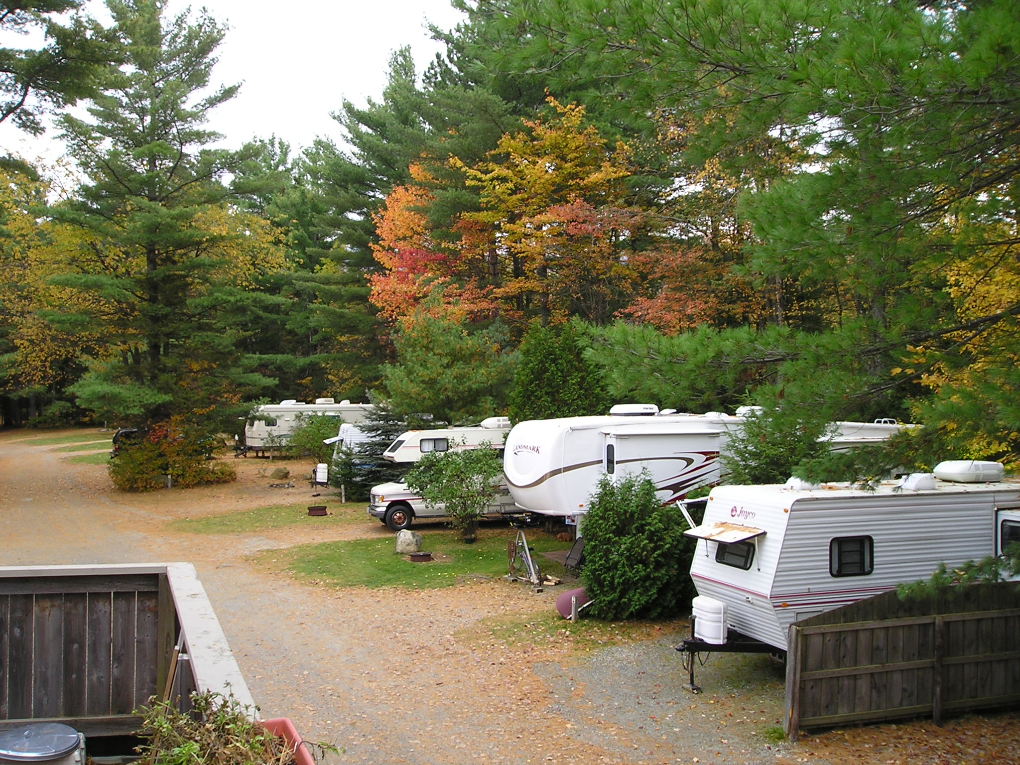 Backin sites close to main building and pool
