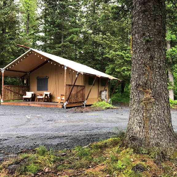 Glamping Tent Nestled in the Trees | Valdez KOA