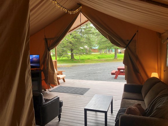 4 Person Glamping Living Room Looking Out