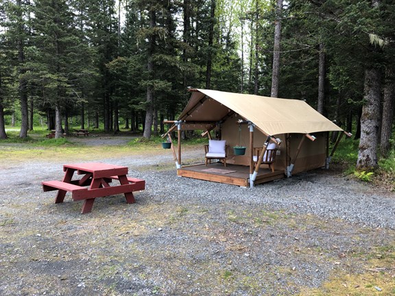2 Person Glamping Tent Site Close Up | Valdez KOA