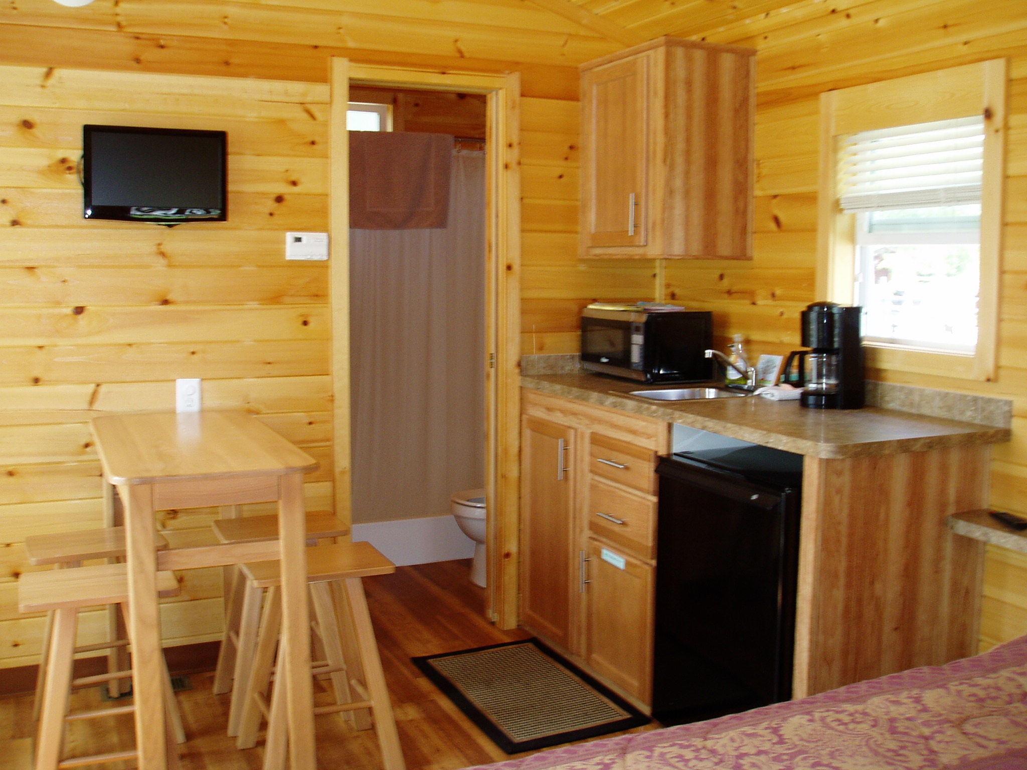 Kitchen area in small deluxe lodges.