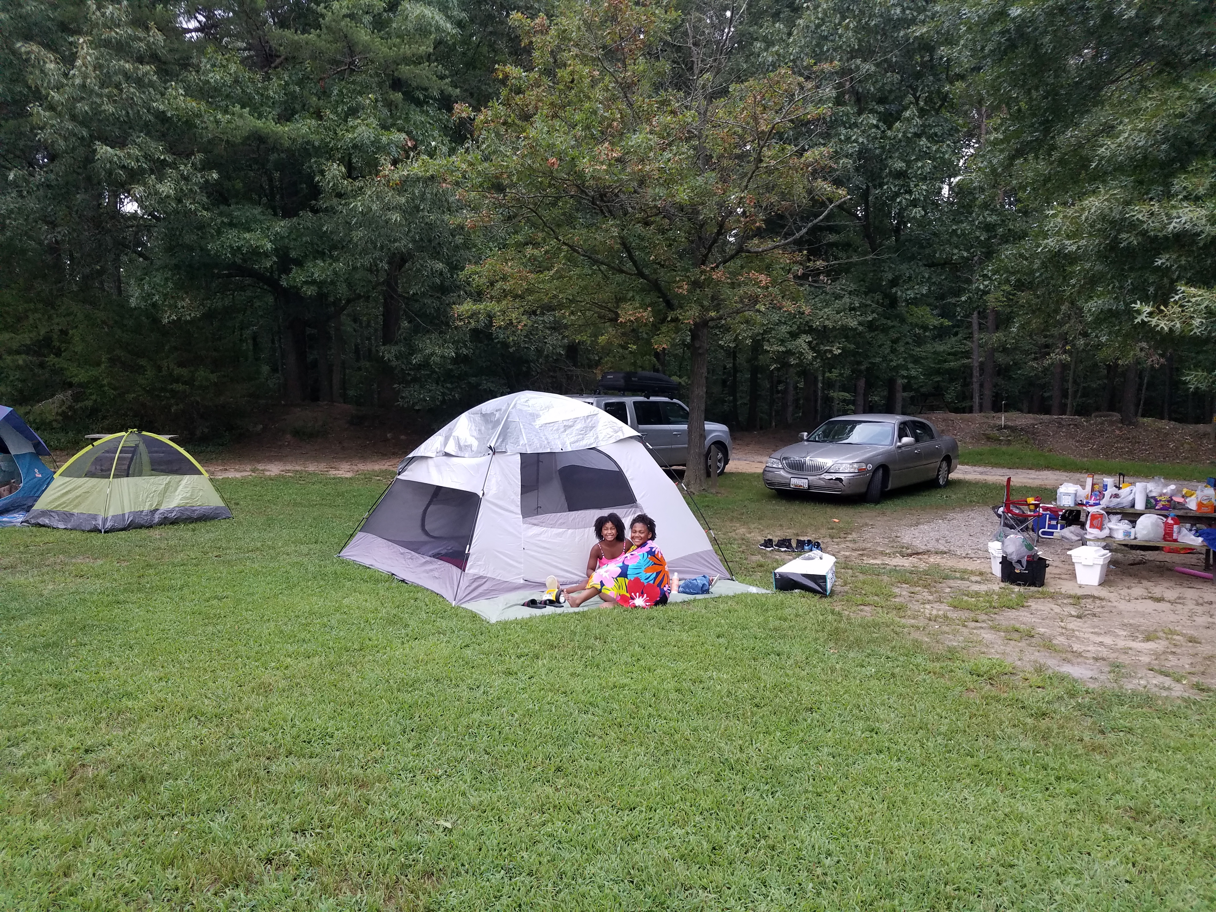 Tent sites behind office