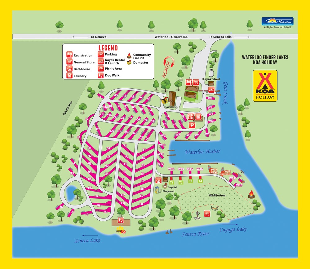 Waterloo Finger Lakes KOA Site Map