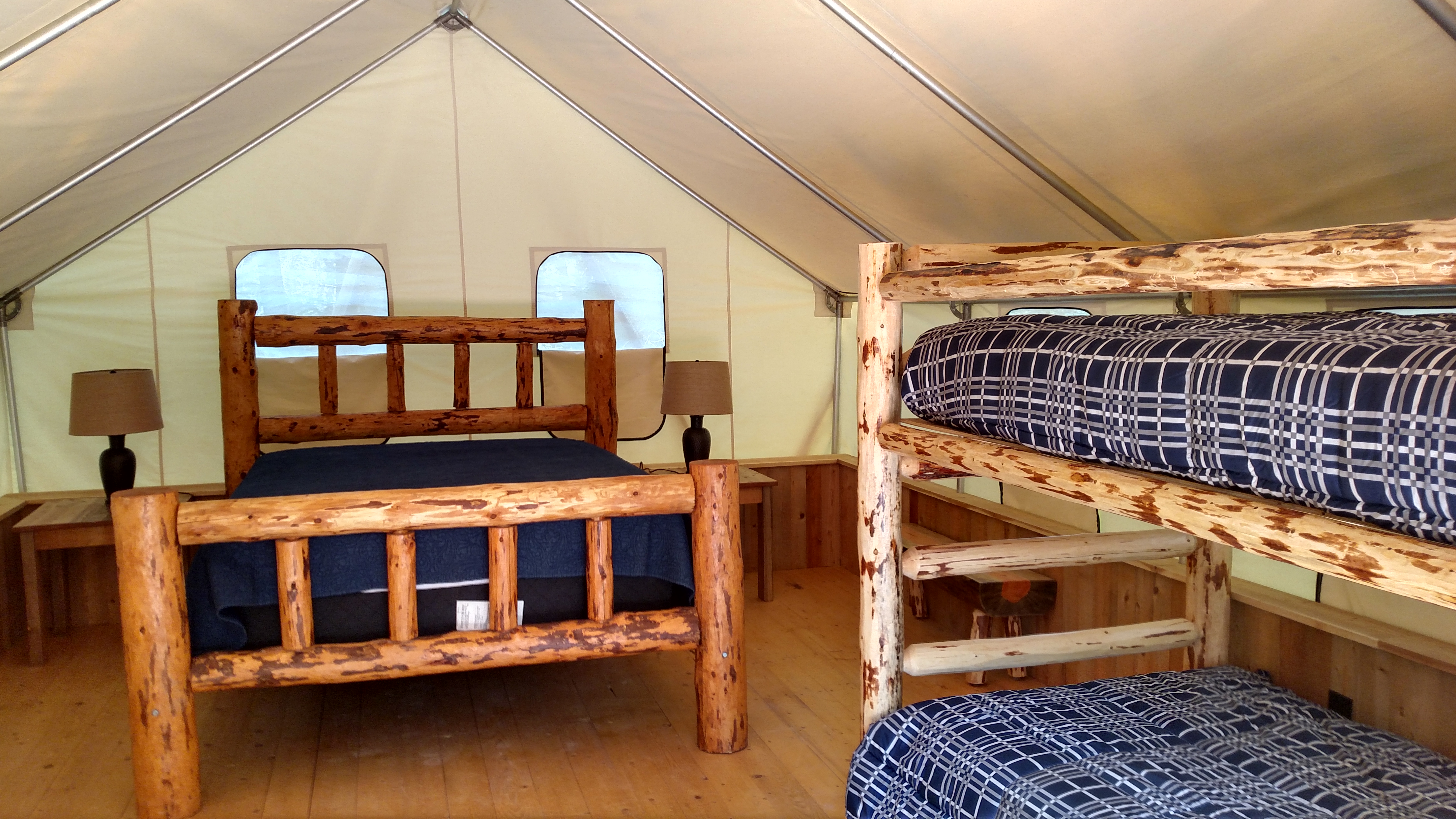 Comfortable queen bed & extra long twin bunk beds
