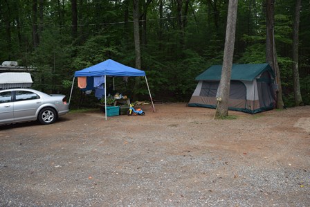 Wooded tent sites with a little extra convenience. Electric & water hookups available right at your site. Easy to blow up your air mattress or charge your phone.