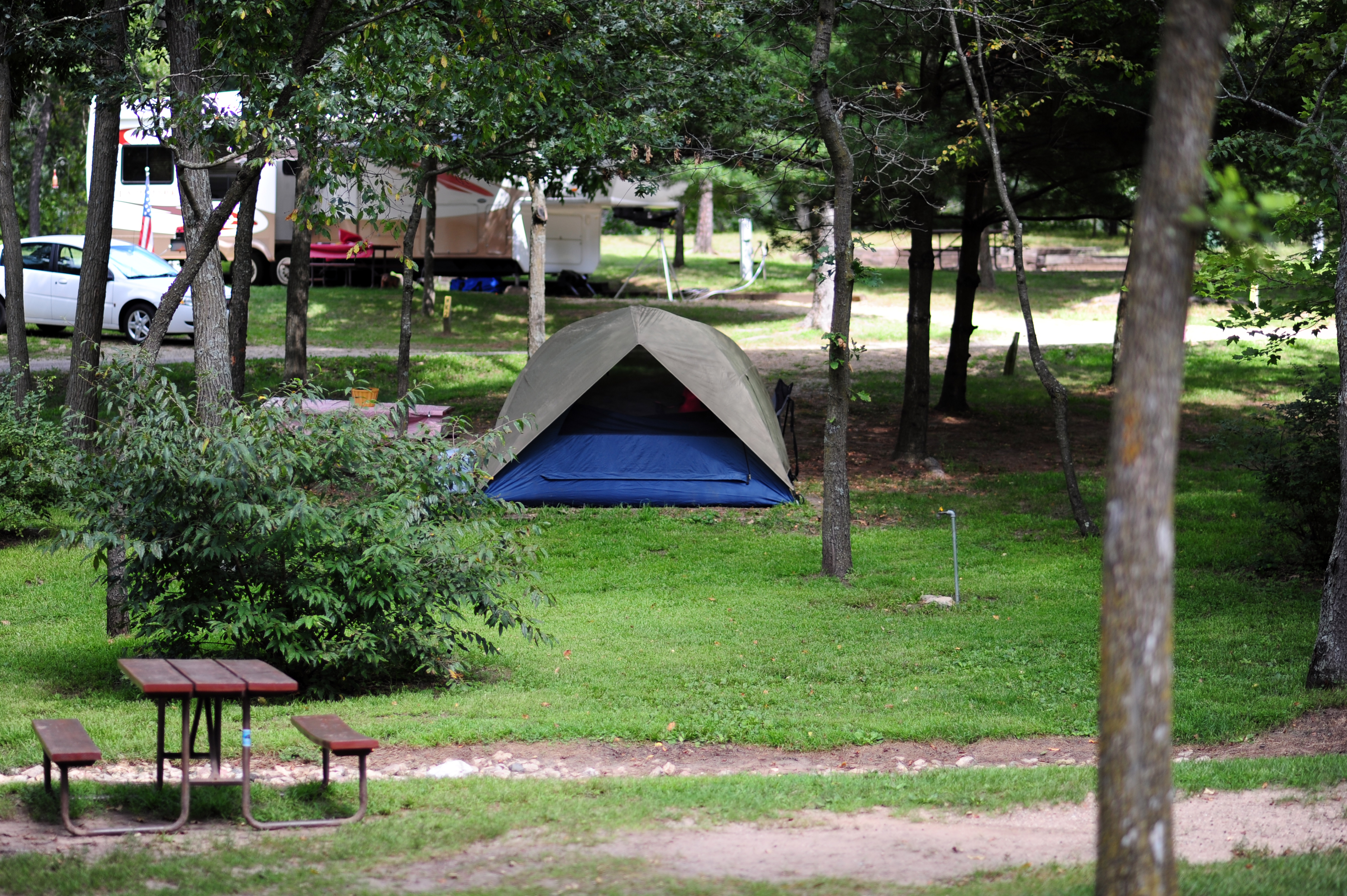 Wisconsin Dells KOA Individual Tent Site with Grass Tent Pad