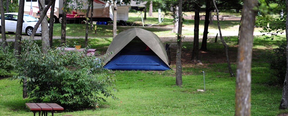 Wisconsin Dells KOA Individual Tent Site with Grass Tent Pad