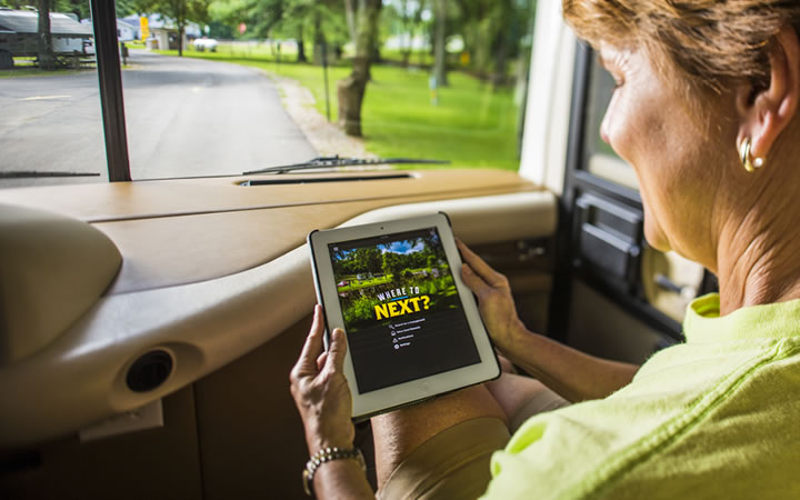 Woman looking at iPad